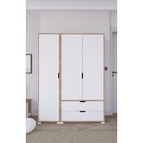 Vaatekaappi Linento Furniture Nisan, 130x183cm, valkoinen/ruskea