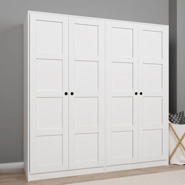 Vaatekaappi Linento Furniture Lucas 1, 188x190cm, valkoinen