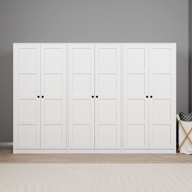 Vaatekaappi Linento Furniture Lucas 11, 280x190cm, valkoinen