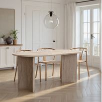 Ruokapöytä Linento Furniture Sablin, 180x89.5cm, beige travertiinikuosi, Verkkokaupan poistotuote