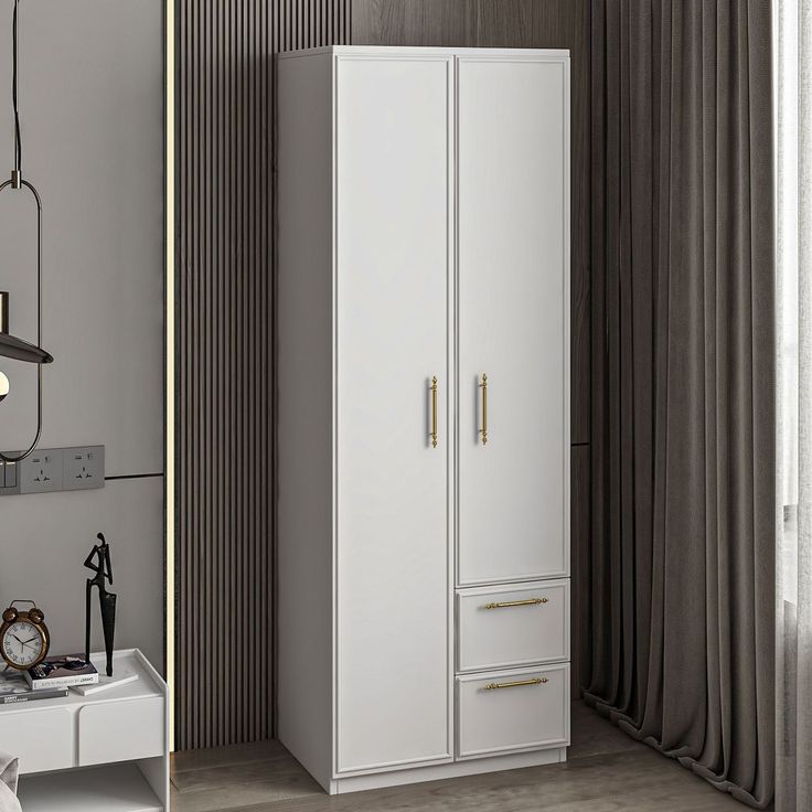 Vaatekaappi Linento Furniture Vespera 2, 60x171.8cm, valkoinen
