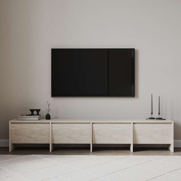 TV-taso Linento Furniture Laris 180, leveys 180cm, beige travertiinikuosi