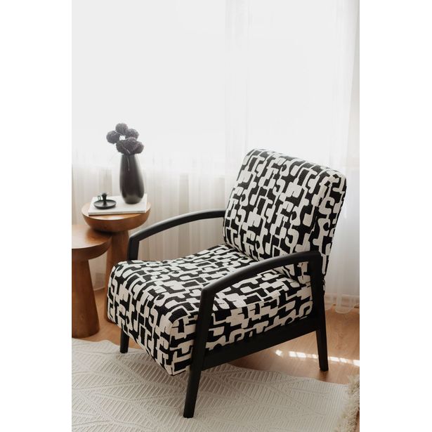 Nojatuoli Linento Furniture Luma 2, musta-valkoinen