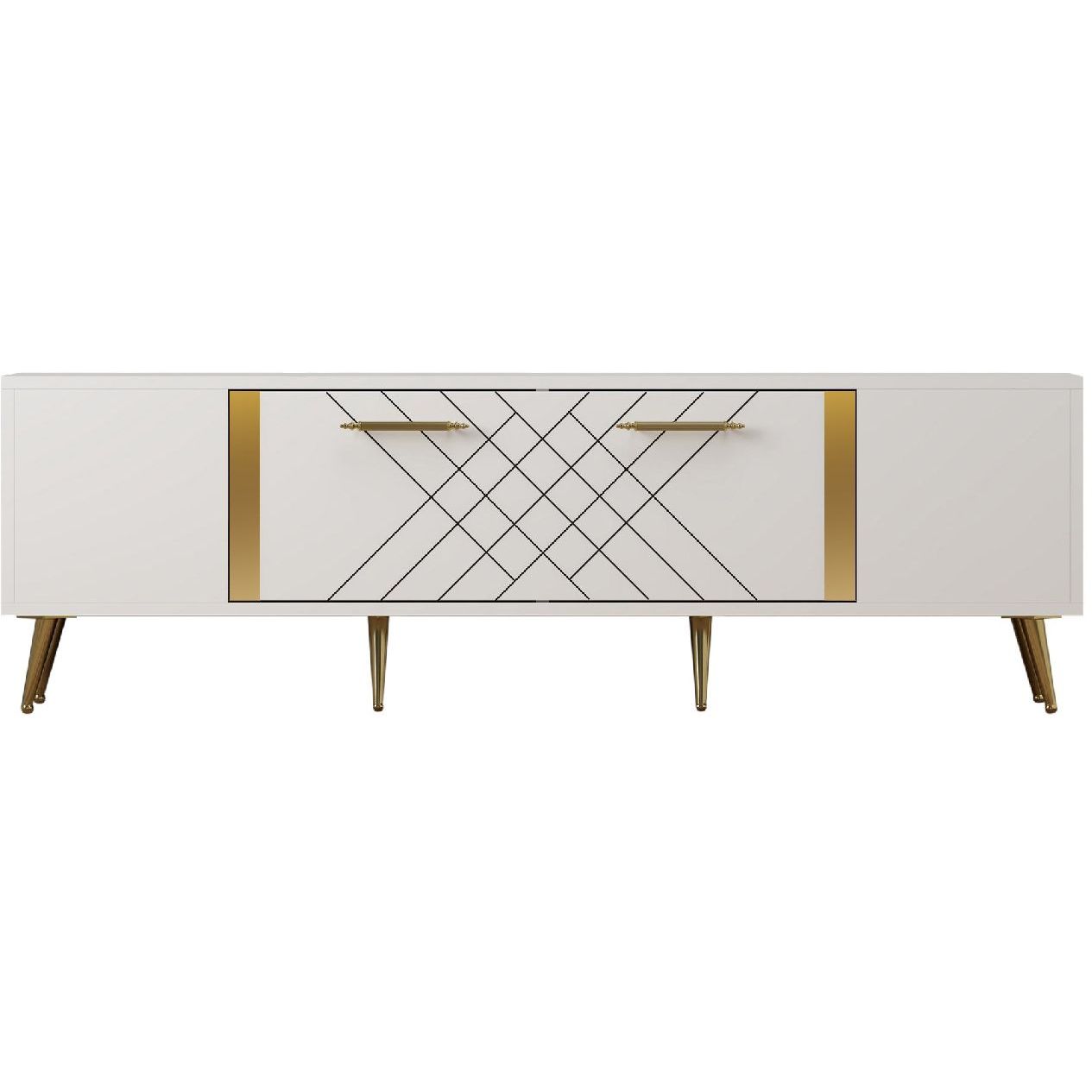 TV-taso Linento Furniture Detas valkoinen/kulta
