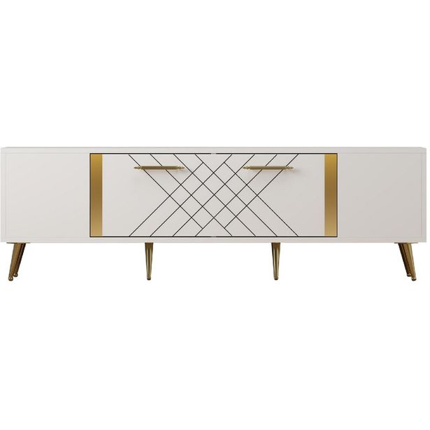 TV-taso Linento Furniture Detas valkoinen/kulta