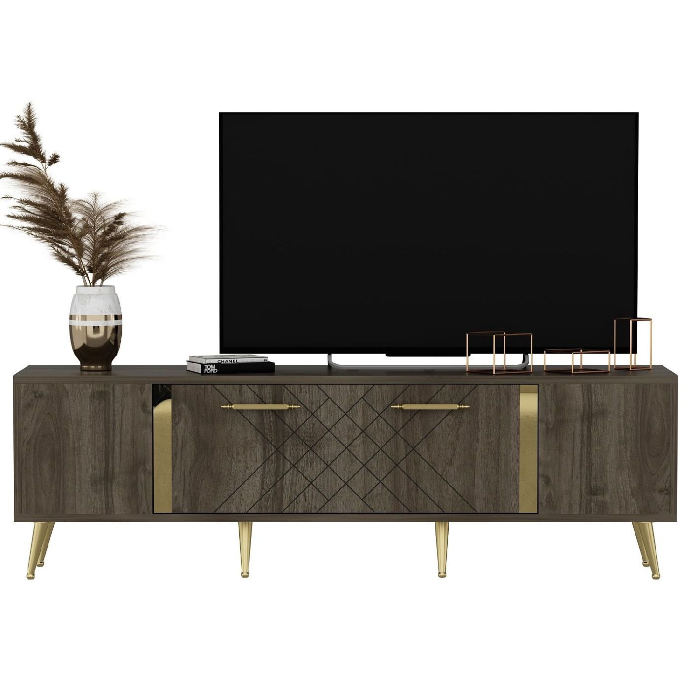 TV-taso Linento Furniture Detas pähkinä/kulta
