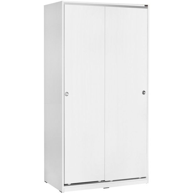 Vaatekaappi liukuovilla Linento Furniture Swd-402-Bb-2, leveys 94cm, korkeus 182cm, valkoinen