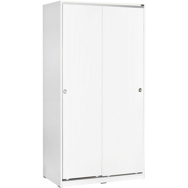 Vaatekaappi liukuovilla Linento Furniture Swd-431-By-2, leveys 94cm, korkeus 182cm, valkoinen