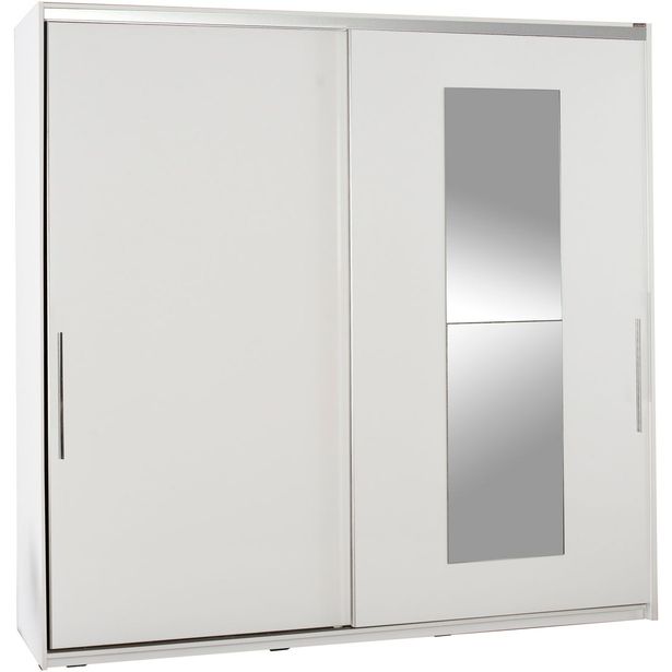 Vaatekaappi liukuovilla Linento Furniture Swd-720-Bb-3, leveys 210cm, korkeus 207cm, valkoinen