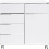 Lipasto Linento Furniture ADR-415-PP-1 pyörillä, valkoinen