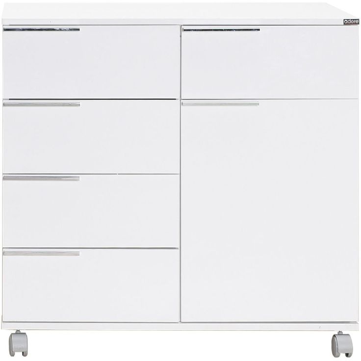 Lipasto Linento Furniture ADR-415-PP-1 pyörillä, valkoinen