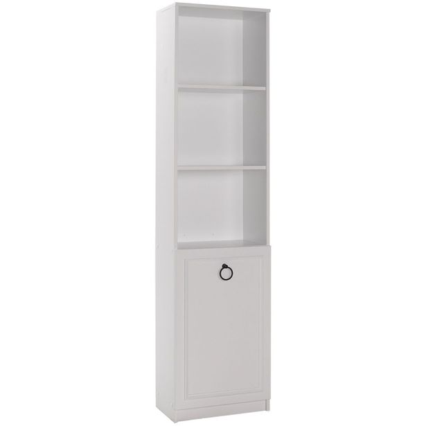 Kirjahylly Linento Furniture KTP-1310-BB-1, leveys 45cm, korkeus 185cm, valkoinen