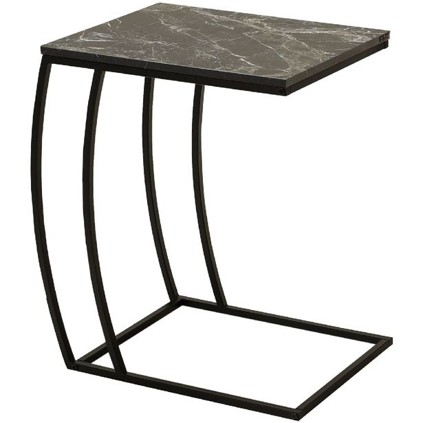 Sivupöytä Linento Furniture SHP-908-QQ-1 musta/marmori