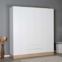 Vaatekaappi Linento Furniture GRD-862-MB-4, 224x206cm, valkoinen