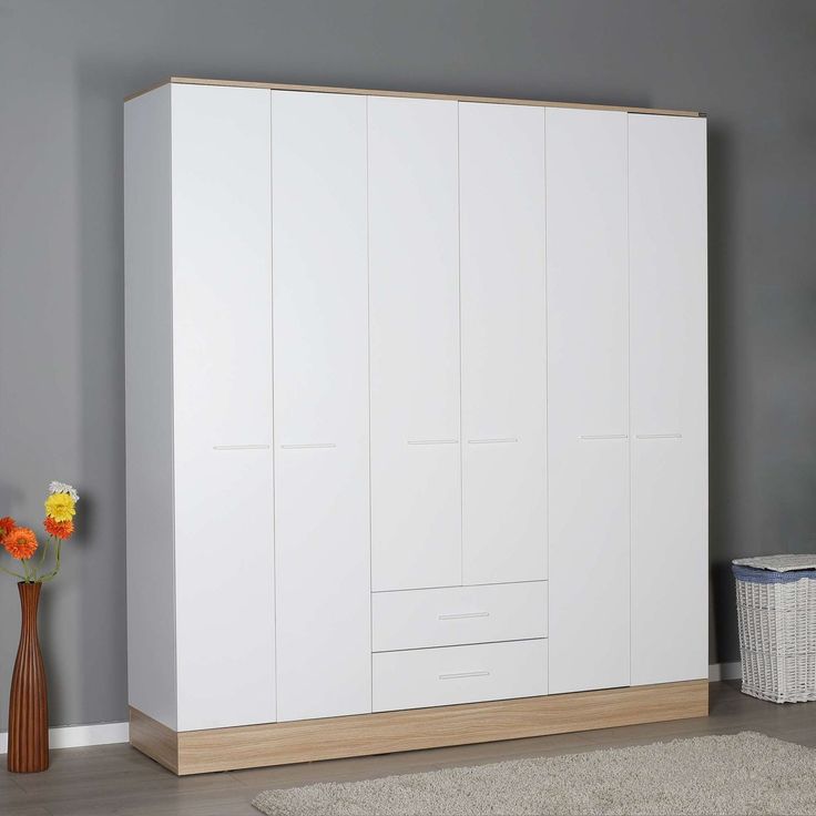 Vaatekaappi Linento Furniture GRD-862-MB-4, 224x206cm, valkoinen
