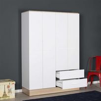 Vaatekaappi Linento Furniture GRD-842-MB-3, 137x198cm, valkoinen