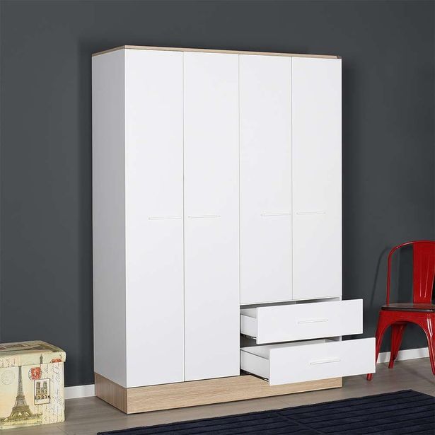 Vaatekaappi Linento Furniture GRD-842-MB-3, 137x198cm, valkoinen