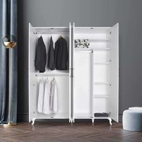 Vaatekaappi Linento Furniture GRD-1040-DD-3, 180x224cm, valkoinen