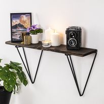 Puinen seinähylly Linento Furniture Gladiolus, leveys 60cm, ruskea/musta