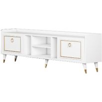 TV-taso Linento Furniture Rudy v2 valkoinen/kulta