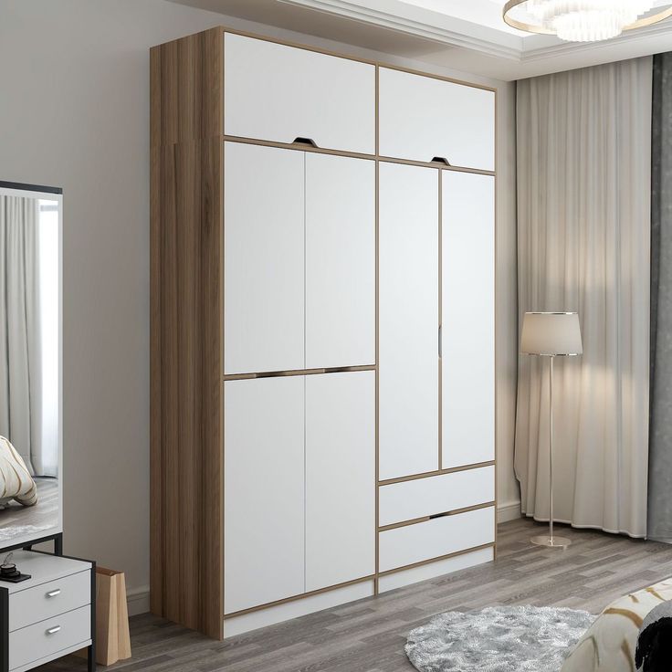 Vaatekaappi Linento Furniture Elina 185cm, valkoinen