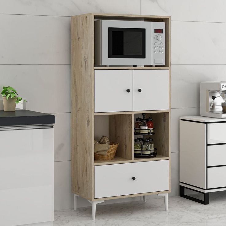 Kaappi Linento Furniture Orya 8880 valkoinen/ruskea