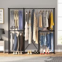 Vaateteline Linento Furniture B161, musta, Verkkokaupan poistotuote