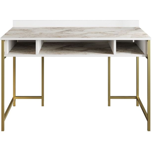 Työpöytä Linento Furniture Tumata, marmori, kulta/valkoinen