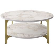 Sohvapöytä Linento Furniture Versy, 90cm, kulta/valkoinen