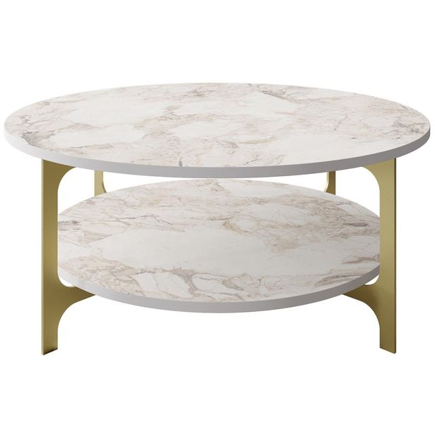 Sohvapöytä Linento Furniture Versy, 90cm, kulta/valkoinen