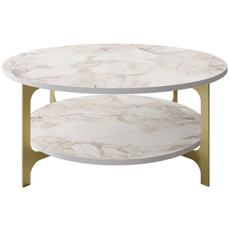 Sohvapöytä Linento Furniture Versy, 90cm, kulta/valkoinen