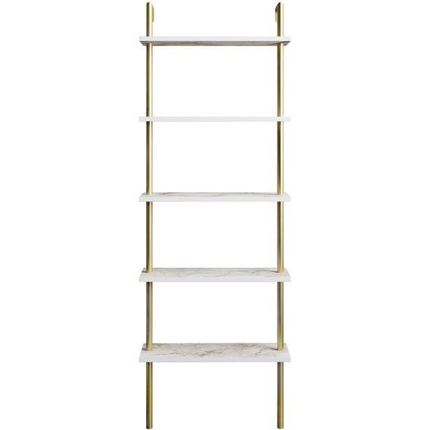 Kirjahylly Linento Furniture Paula, valkoinen/kulta