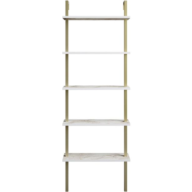 Kirjahylly Linento Furniture Piante, valkoinen/kulta