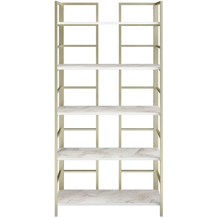Kirjahylly Linento Furniture Tinleys, kulta/valkoinen