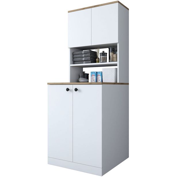 Pesukonekaappi Linento Furniture KD102-2160, ruskea/valkoinen