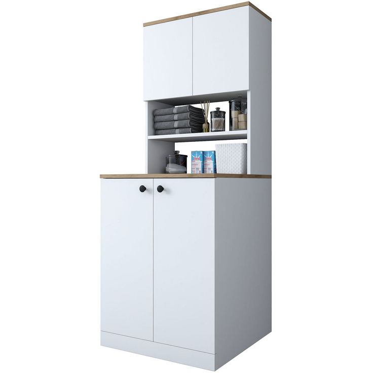 Pesukonekaappi Linento Furniture KD102-2160, ruskea/valkoinen