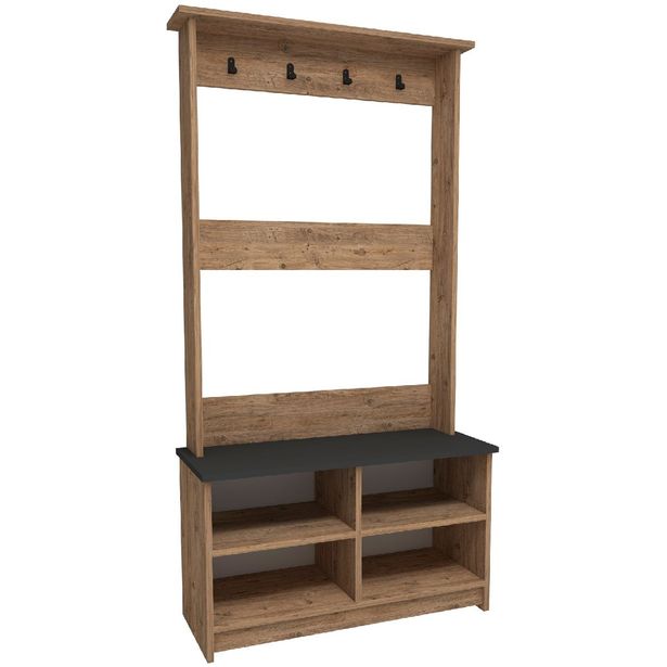 Vaatenaulakko Linento Furniture Napoli Atlantic Pine/antrasiitti