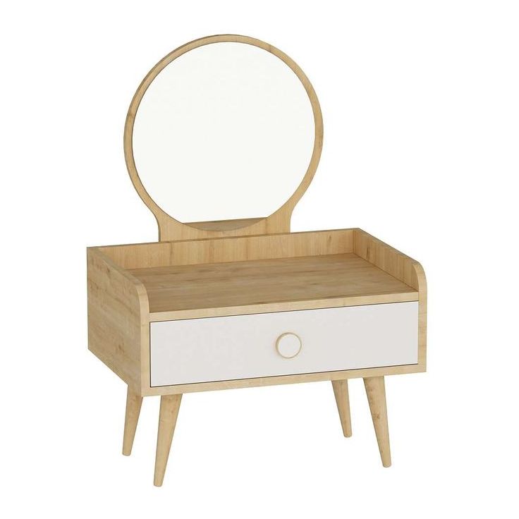 Meikkipöytä Linento Furniture Sina, peilillä, valkoinen