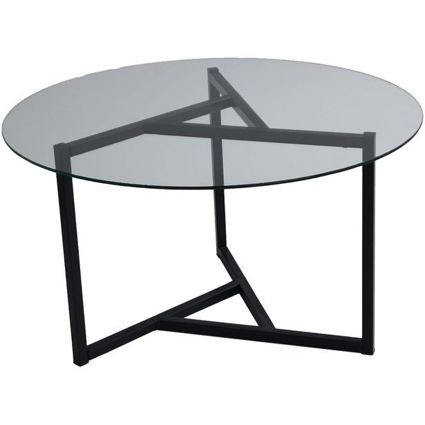 Sohvapöytä Linento Furniture Trio, 75cm, kirkas lasi, musta