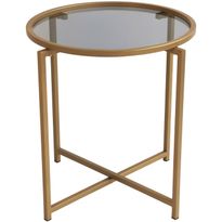 Sohvapöytä Linento Furniture S407, savulasi, 50cm, kulta
