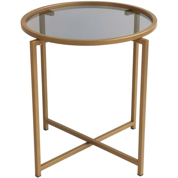 Sohvapöytä Linento Furniture S407, savulasi, 50cm, kulta