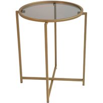 Sohvapöytä Linento Furniture S407, savulasi, 60cm, kulta