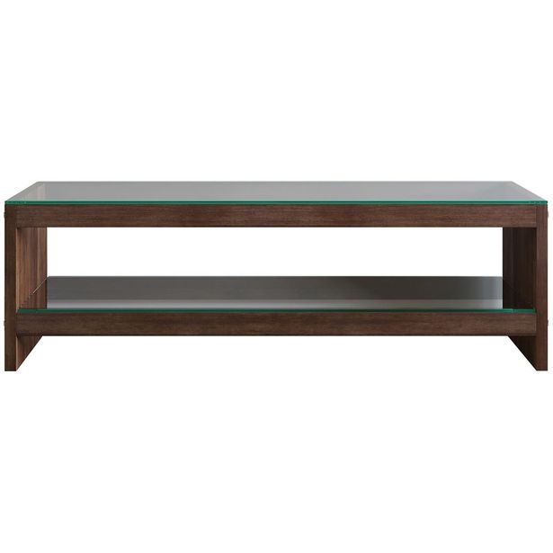 TV-taso Linento Furniture TV300, kirkas lasi, ruskea