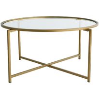Sohvapöytä Linento Furniture Gold Sun, 83cm, kirkas lasi, kulta