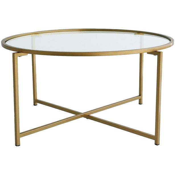 Sohvapöytä Linento Furniture Gold Sun, 83cm, kirkas lasi, kulta