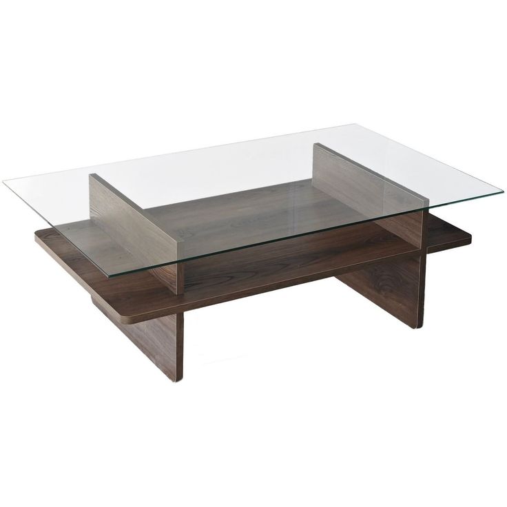 Sohvapöytä Linento Furniture Saga Rectangle saksanpähkinä/kirkas lasi