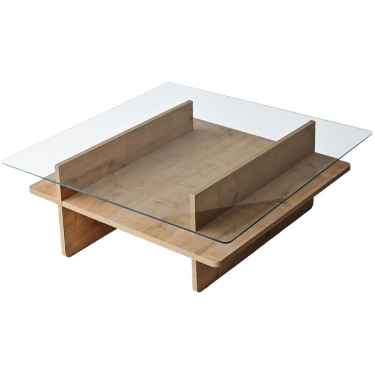 Sohvapöytä Linento Furniture Saga Square tammi/kirkas lasi