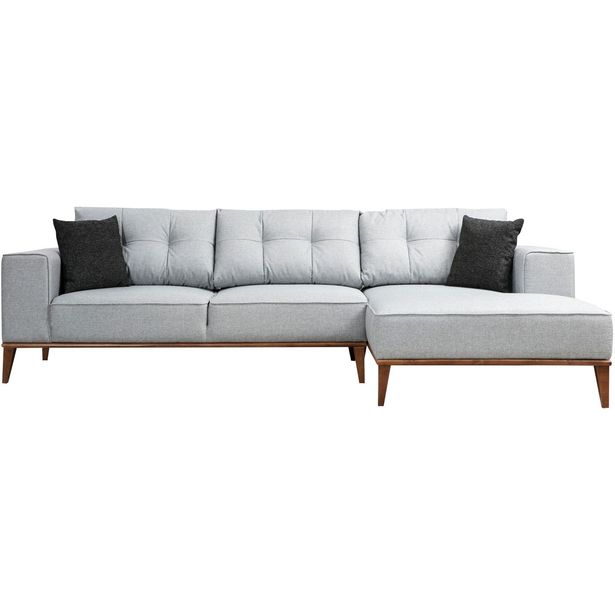 Avokulmasohva Linento Furniture Montana, 3-paikkainen, oikea, vaaleanharmaa