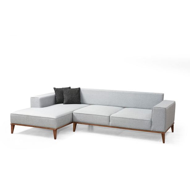Avokulmasohva Linento Furniture Montana, 3-paikkainen, vasen, vaaleanharmaa