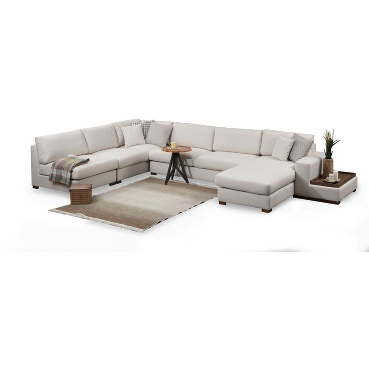 U-kulmasohva Linento Furniture Loop 9, 5-istuttava, valkoinen